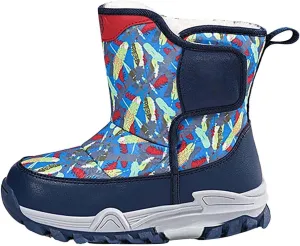 Snow Boots for Kids Boys Winter Warm Wateroof Insulated Fleece Lined Big Kids Cozy Outdoor Sneaker Hiking Boot