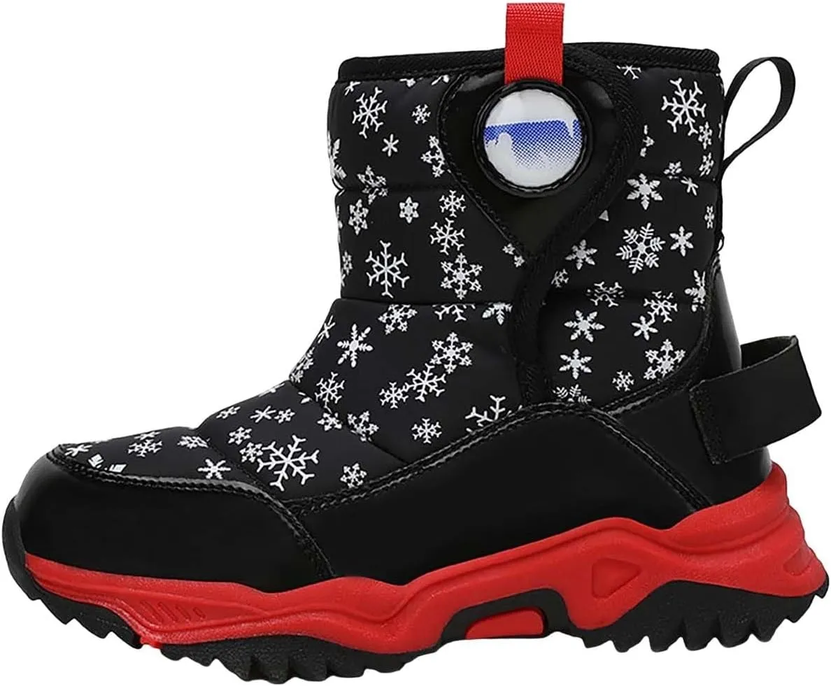 Snow Boots for Kids Boys Winter Warm Wateroof Insulated Fleece Lined Cozy Comfortable Outdoor Hiking Sneaker