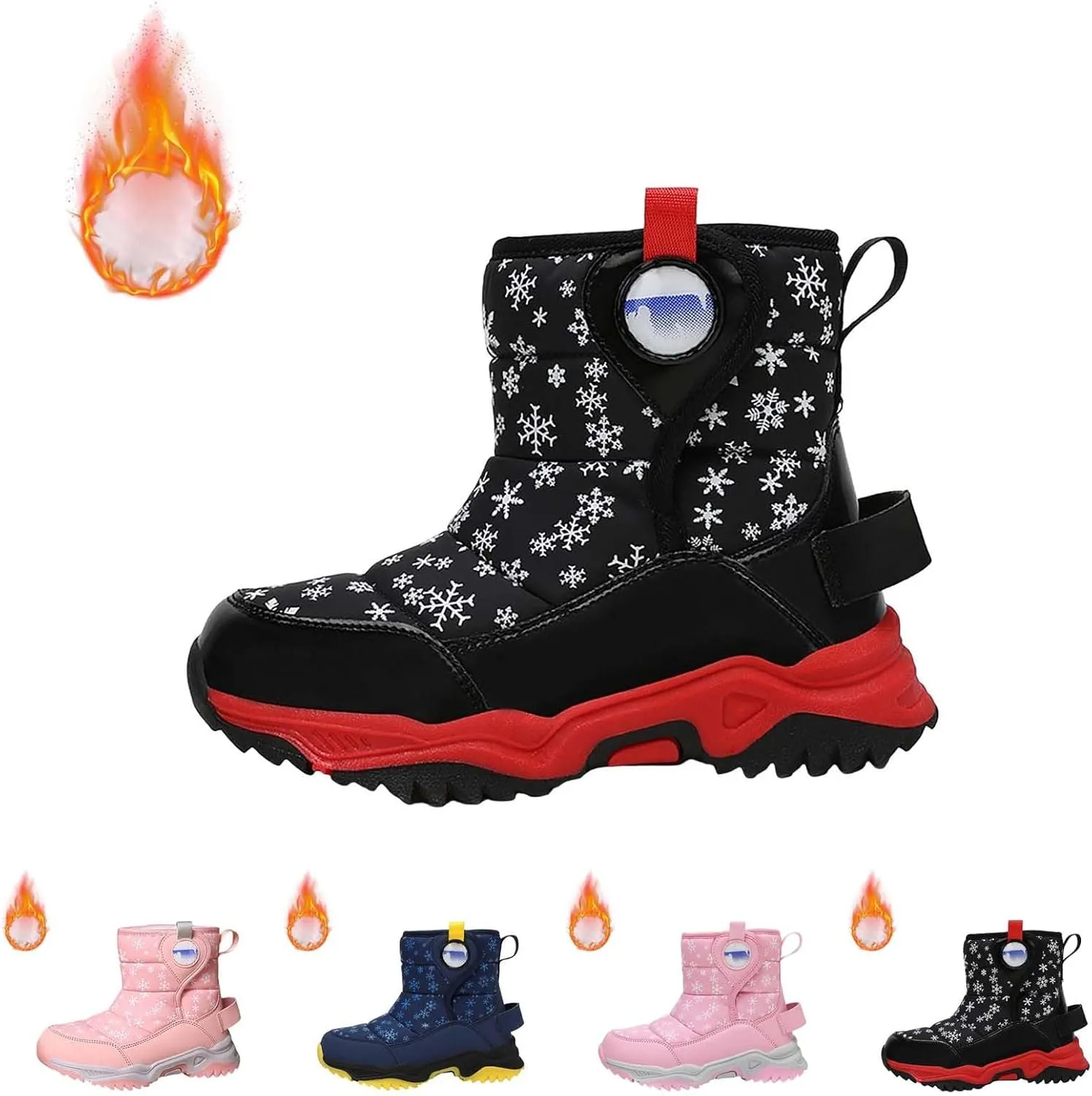 Snow Boots for Kids Boys Winter Warm Wateroof Insulated Fleece Lined Cozy Comfortable Outdoor Hiking Sneaker