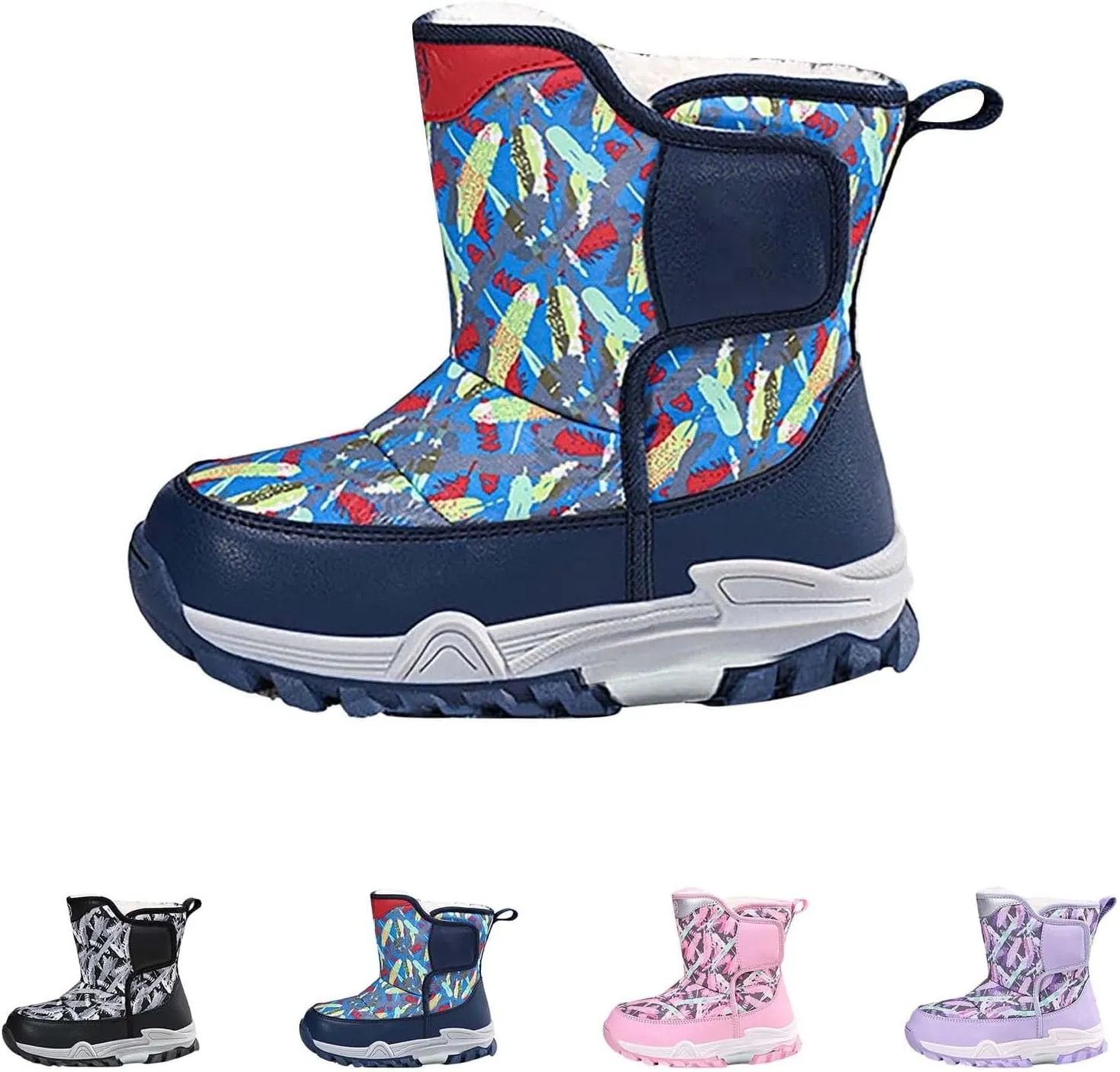 Snow Boots for Kids Boys Winter Warm Wateroof Insulated Fleece Lined Cozy Comfortable Outdoor Hiking Sneaker
