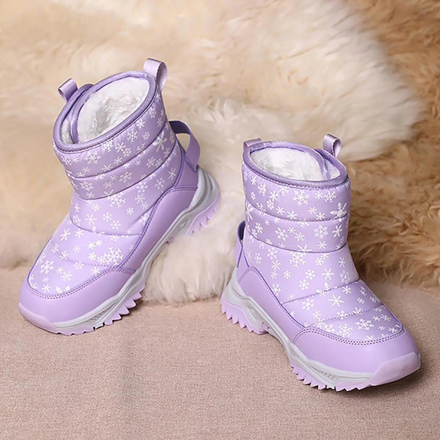 Snow Boots for Kids Boys Winter Warm Wateroof Insulated Fleece Lined Cozy Comfortable Outdoor Hiking Sneaker