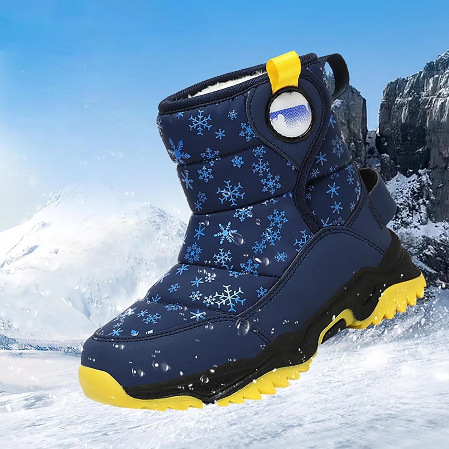 Snow Boots for Kids Boys Winter Warm Wateroof Insulated Fleece Lined Cozy Comfortable Outdoor Hiking Sneaker