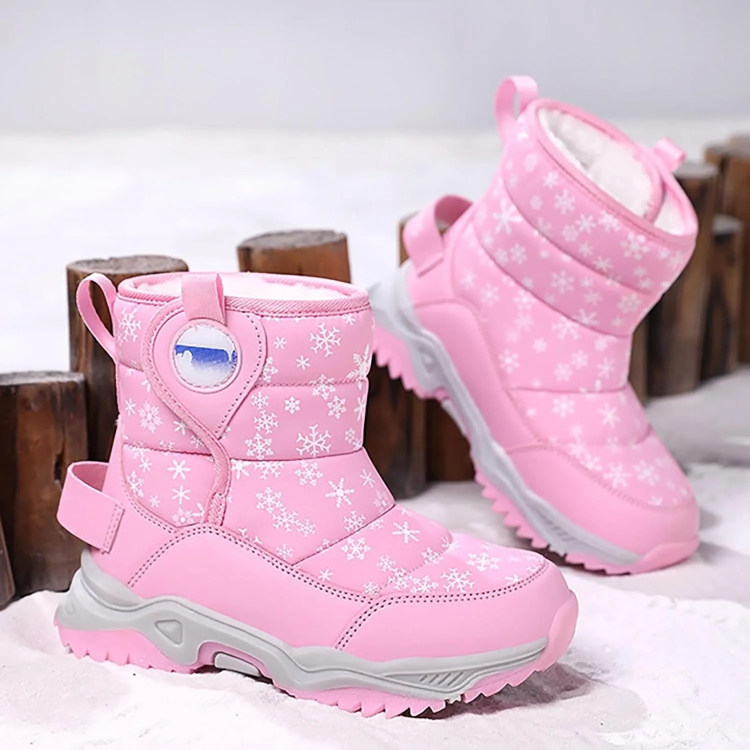 Snow Boots for Kids Boys Winter Warm Wateroof Insulated Fleece Lined Cozy Comfortable Outdoor Hiking Sneaker