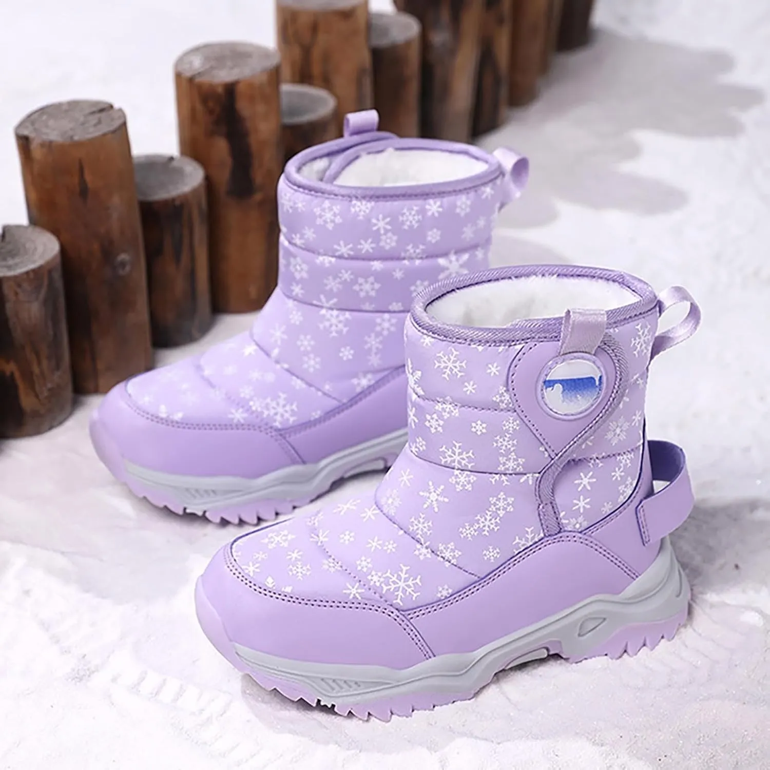 Snow Boots for Kids Boys Winter Warm Wateroof Insulated Fleece Lined Cozy Comfortable Outdoor Hiking Sneaker
