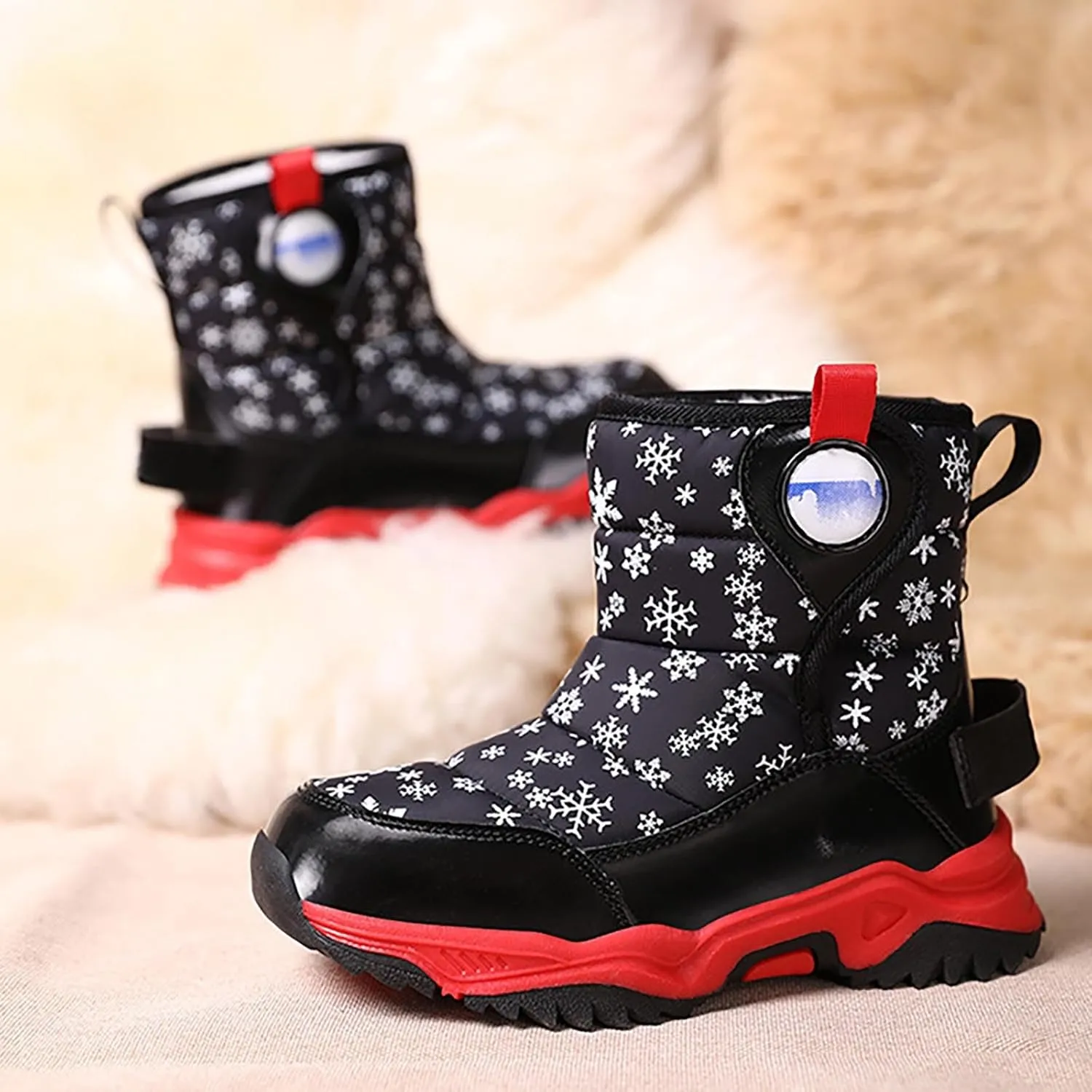 Snow Boots for Kids Boys Winter Warm Wateroof Insulated Fleece Lined Cozy Comfortable Outdoor Hiking Sneaker