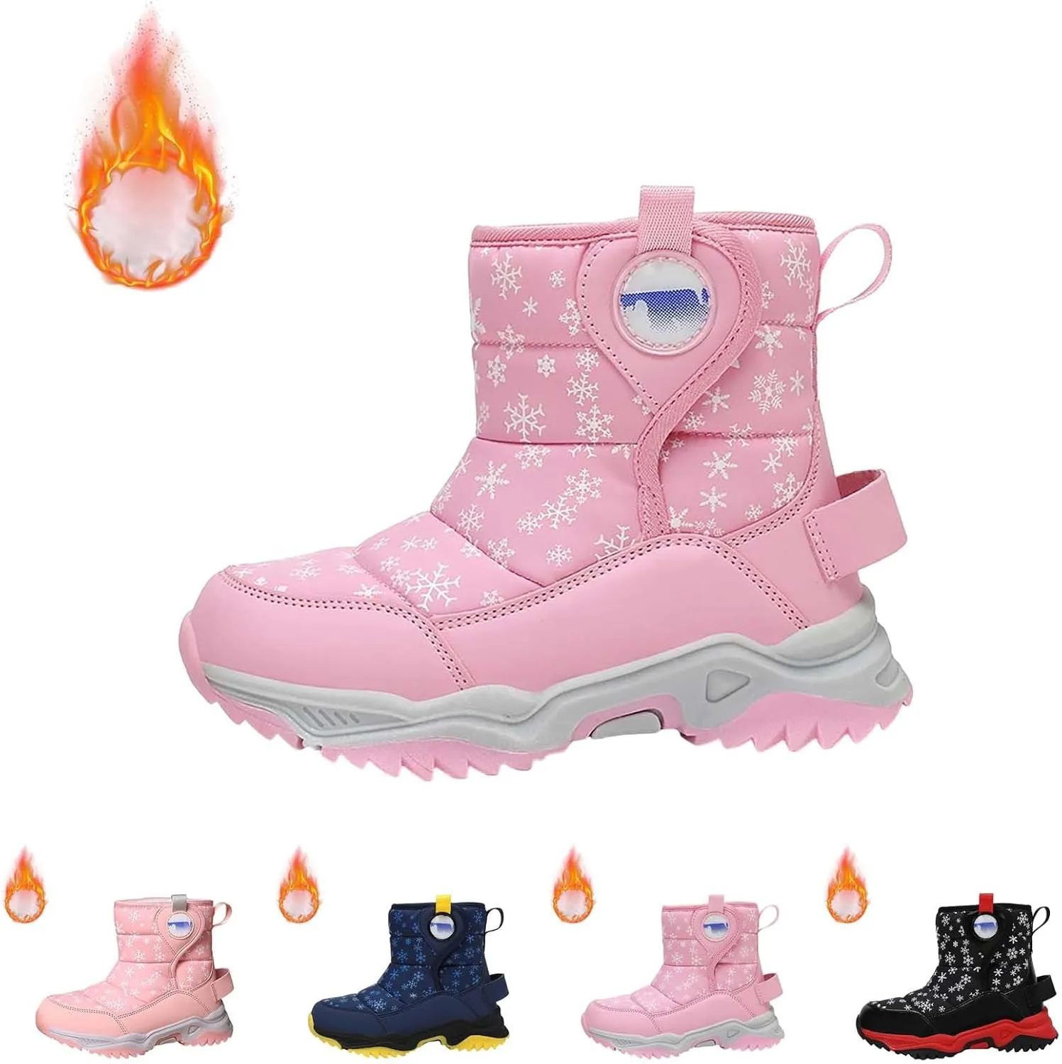 Snow Boots for Kids Boys Winter Warm Wateroof Insulated Fleece Lined Cozy Comfortable Outdoor Hiking Sneaker
