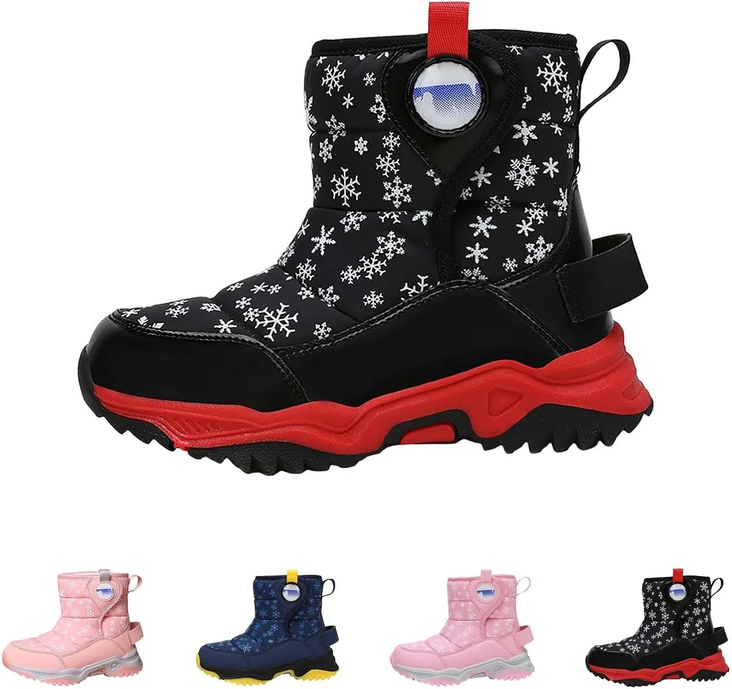 Snow Boots for Kids Boys Winter Warm Wateroof Insulated Fleece Lined Cozy Comfortable Outdoor Hiking Sneaker