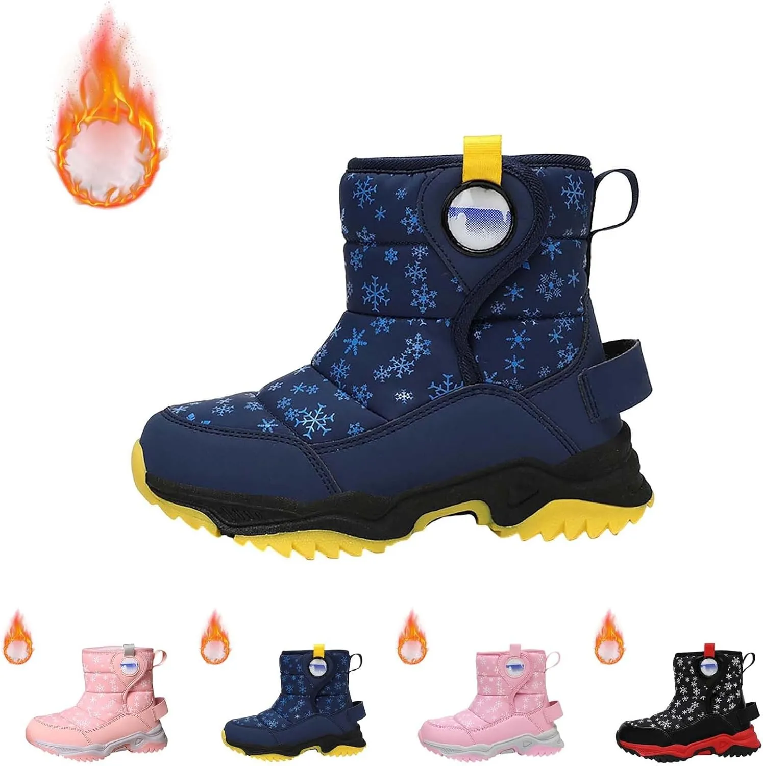 Snow Boots for Kids Boys Winter Warm Wateroof Insulated Fleece Lined Cozy Comfortable Outdoor Hiking Sneaker