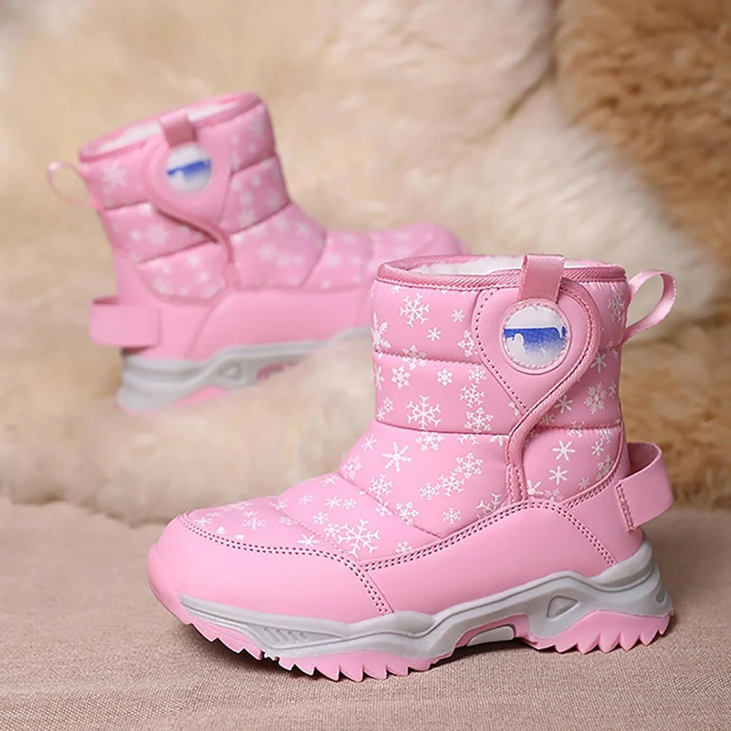 Snow Boots for Kids Boys Winter Warm Wateroof Insulated Fleece Lined Cozy Comfortable Outdoor Hiking Sneaker