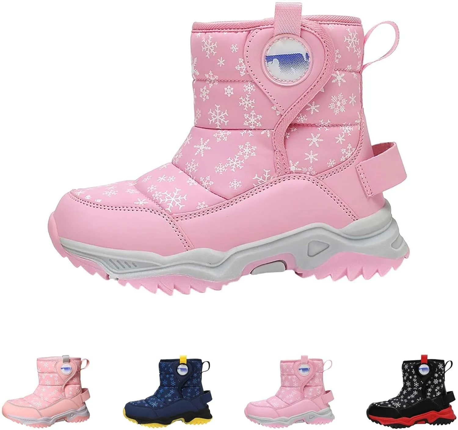 Snow Boots for Kids Boys Winter Warm Wateroof Insulated Fleece Lined Cozy Comfortable Outdoor Hiking Sneaker
