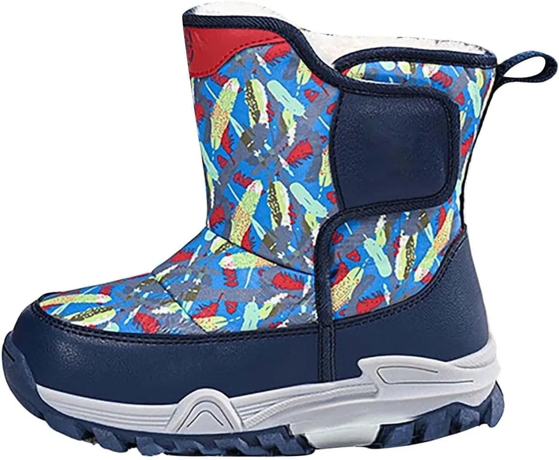 Snow Boots for Kids Boys Winter Warm Wateroof Insulated Fleece Lined Cozy Comfortable Outdoor Hiking Sneaker