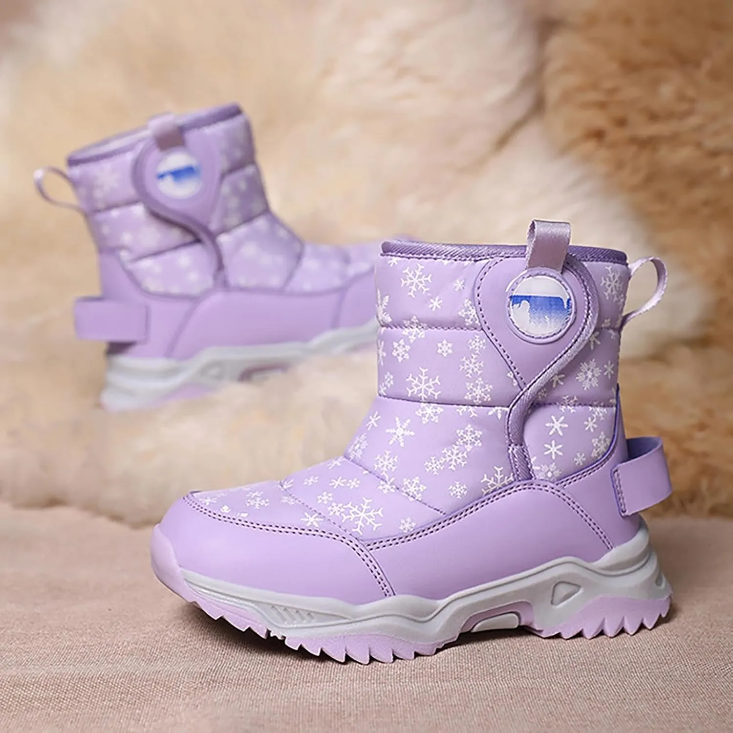 Snow Boots for Kids Boys Winter Warm Wateroof Insulated Fleece Lined Cozy Comfortable Outdoor Hiking Sneaker