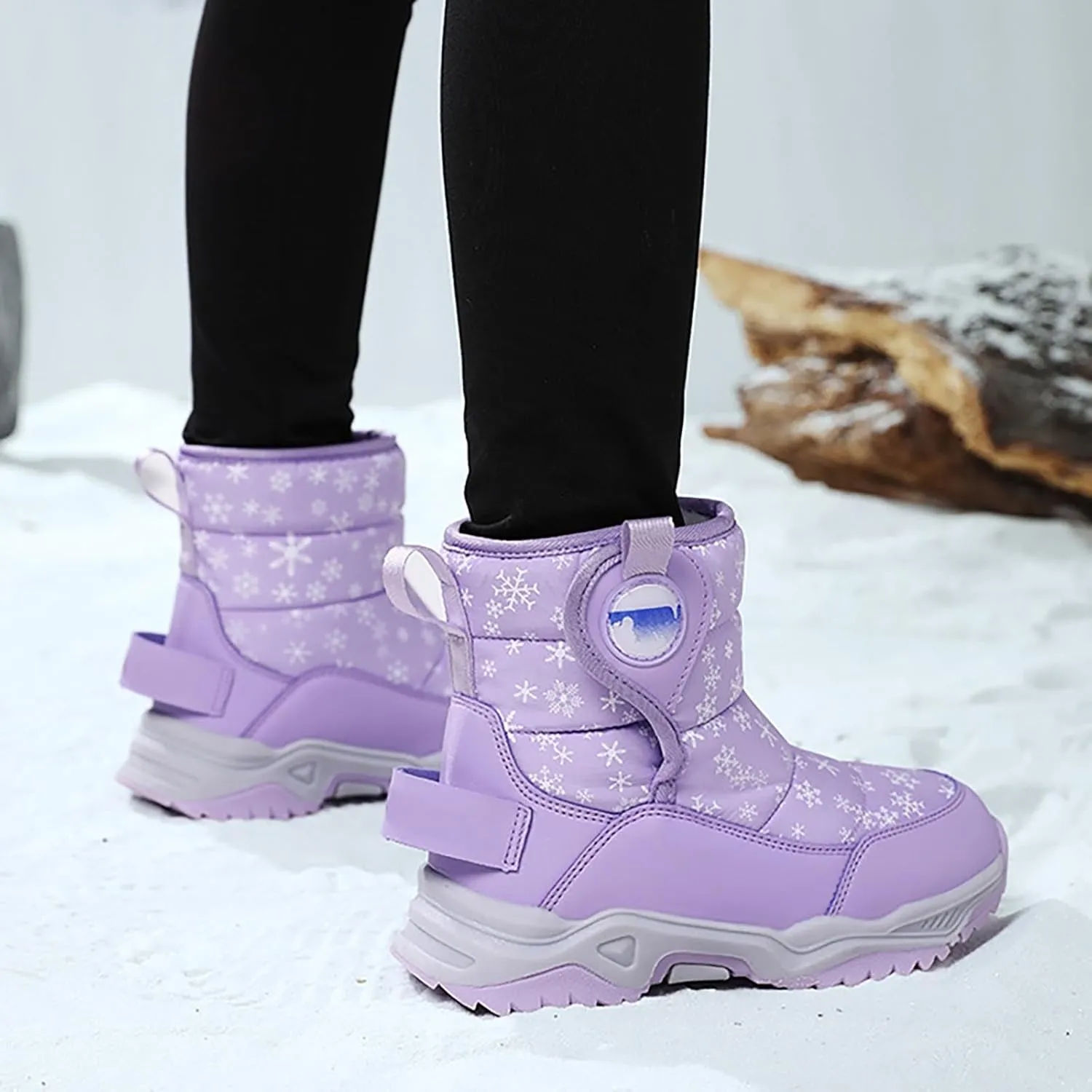 Snow Boots for Kids Boys Winter Warm Wateroof Insulated Fleece Lined Cozy Comfortable Outdoor Hiking Sneaker