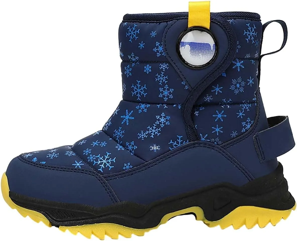 Snow Boots for Kids Boys Winter Warm Wateroof Insulated Fleece Lined Cozy Comfortable Outdoor Hiking Sneaker