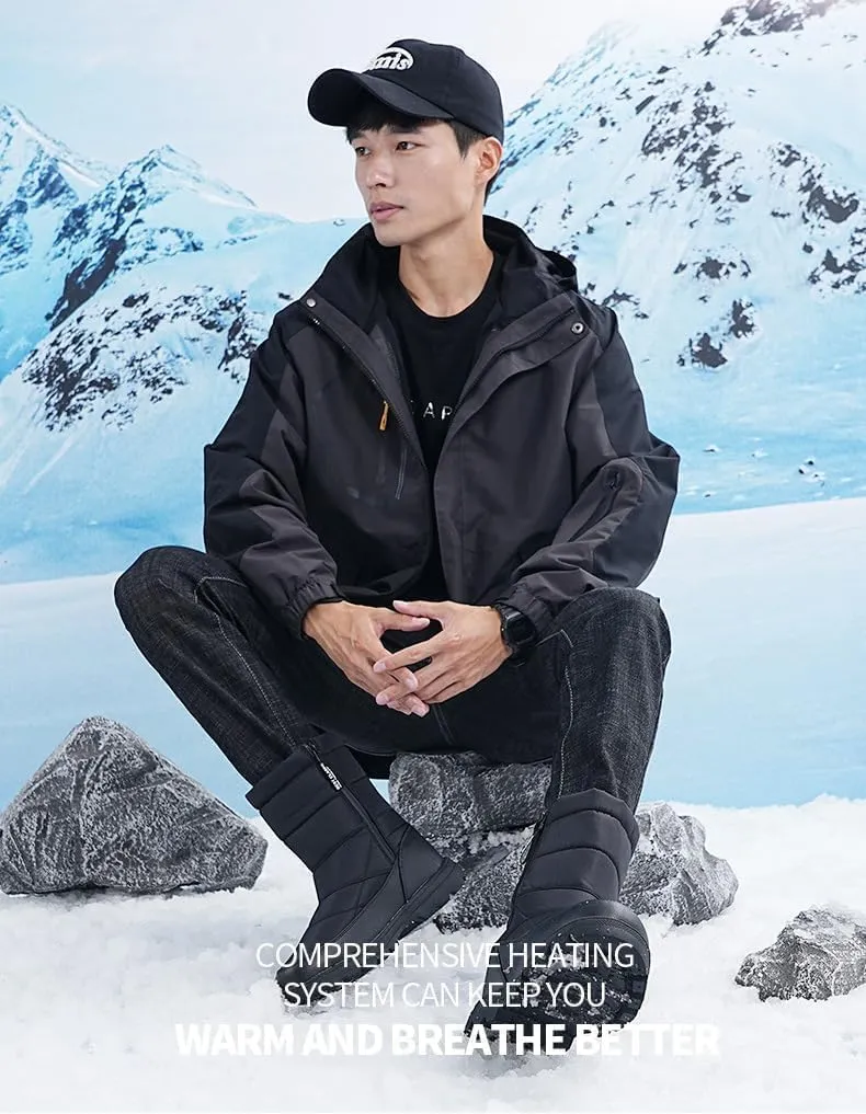 Snow boots for men cold weather shoes water repellent ultra-lightweight non-slip snow shoes fleece lining outdoor Zipper Wide Toe Box