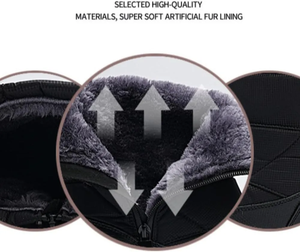Snow boots for men cold weather shoes water repellent ultra-lightweight non-slip snow shoes fleece lining outdoor Zipper Wide Toe Box