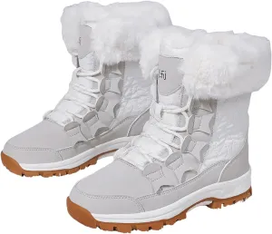 Snow Boots for Women Winter Thick Bottom Non Slip Boots Plus Velvet Warm Boots Lace Up Mid Calf Snow Rain Boots