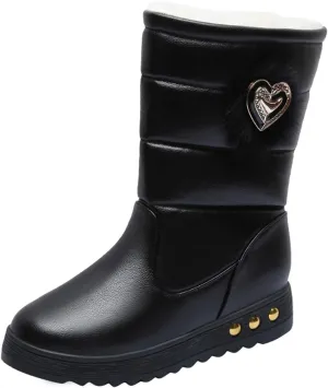 Solid Color Leather Snow Boots for Women Winter Plush Warm Flat Bottom Boots Cold Proof Insulated Snow Boots