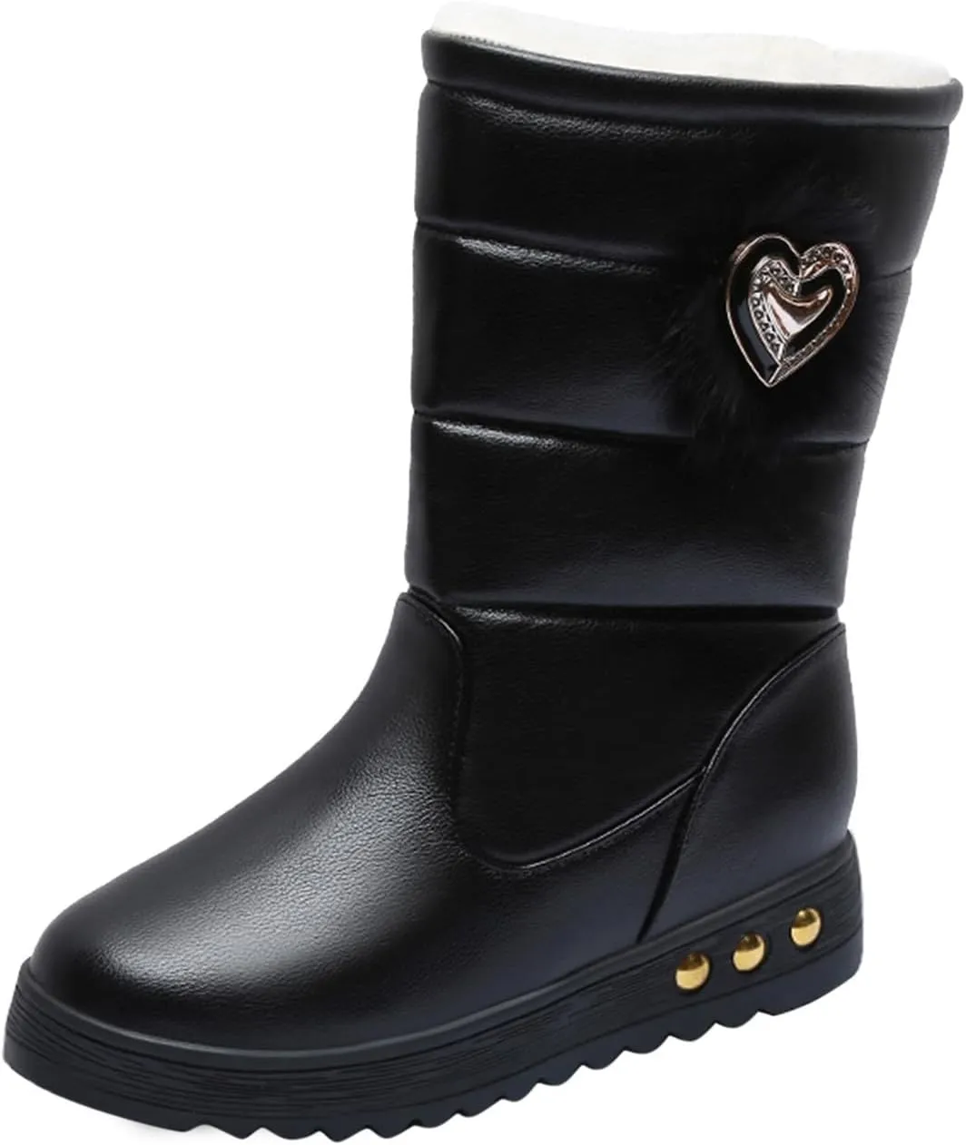 Solid Color Leather Snow Boots for Women Winter Plush Warm Flat Bottom Boots Cold Proof Insulated Snow Boots