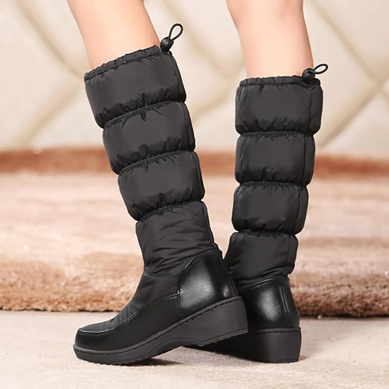 Solid Color Platform Snow Boots for Women Cold Proof High Barrel Boots Water Proof Insulated Winter Wide Boots