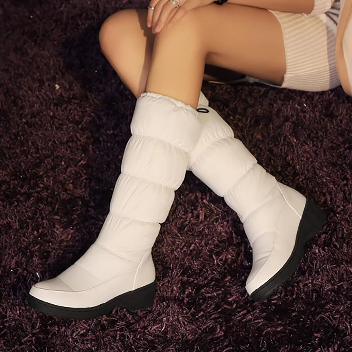 Solid Color Platform Snow Boots for Women Cold Proof High Barrel Boots Water Proof Insulated Winter Wide Boots
