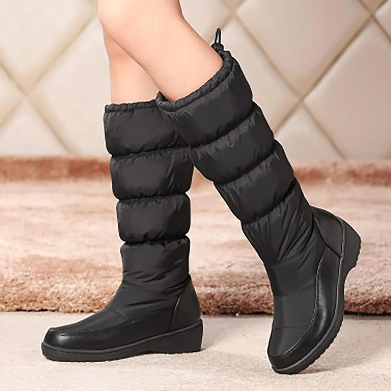 Solid Color Platform Snow Boots for Women Cold Proof High Barrel Boots Water Proof Insulated Winter Wide Boots