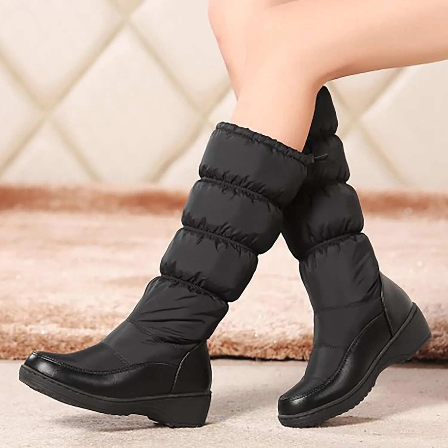 Solid Color Platform Snow Boots for Women Cold Proof High Barrel Boots Water Proof Insulated Winter Wide Boots