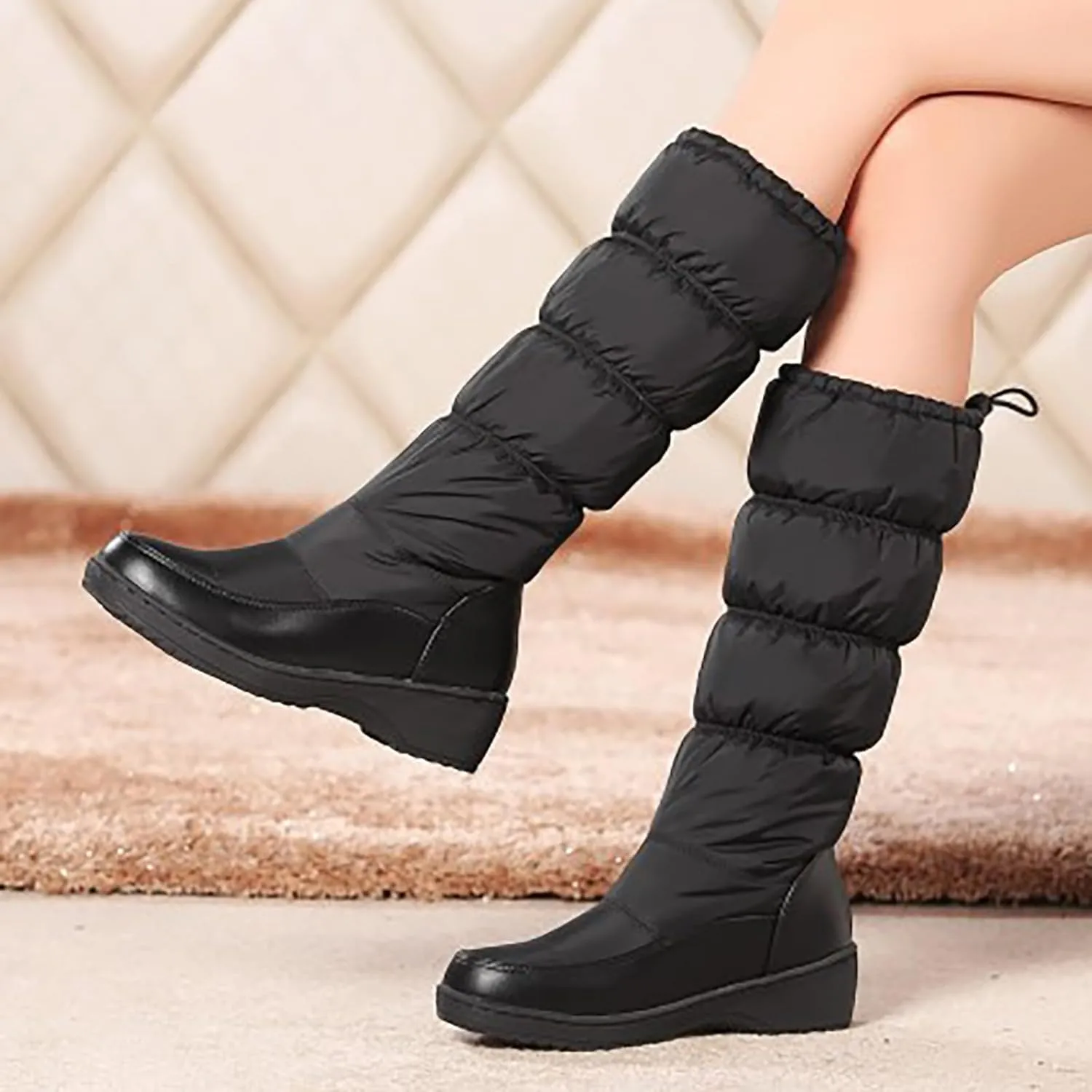 Solid Color Platform Snow Boots for Women Cold Proof High Barrel Boots Water Proof Insulated Winter Wide Boots