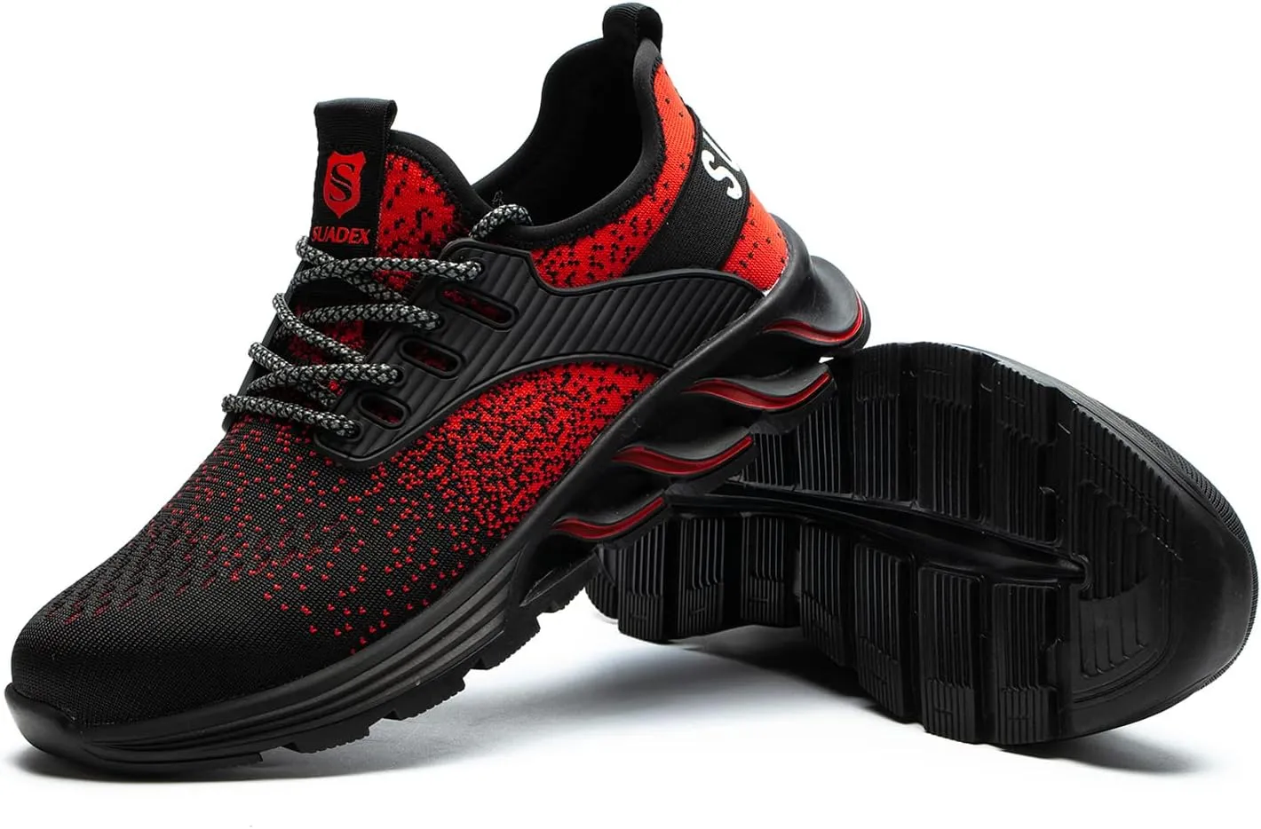 SUADEX Steel Toe Shoes for Men Women Indestructible Safety Work Tennis Shoes Lightweight Comfortable Slip Resistant Breathable Construction Composite Toe Sneakers