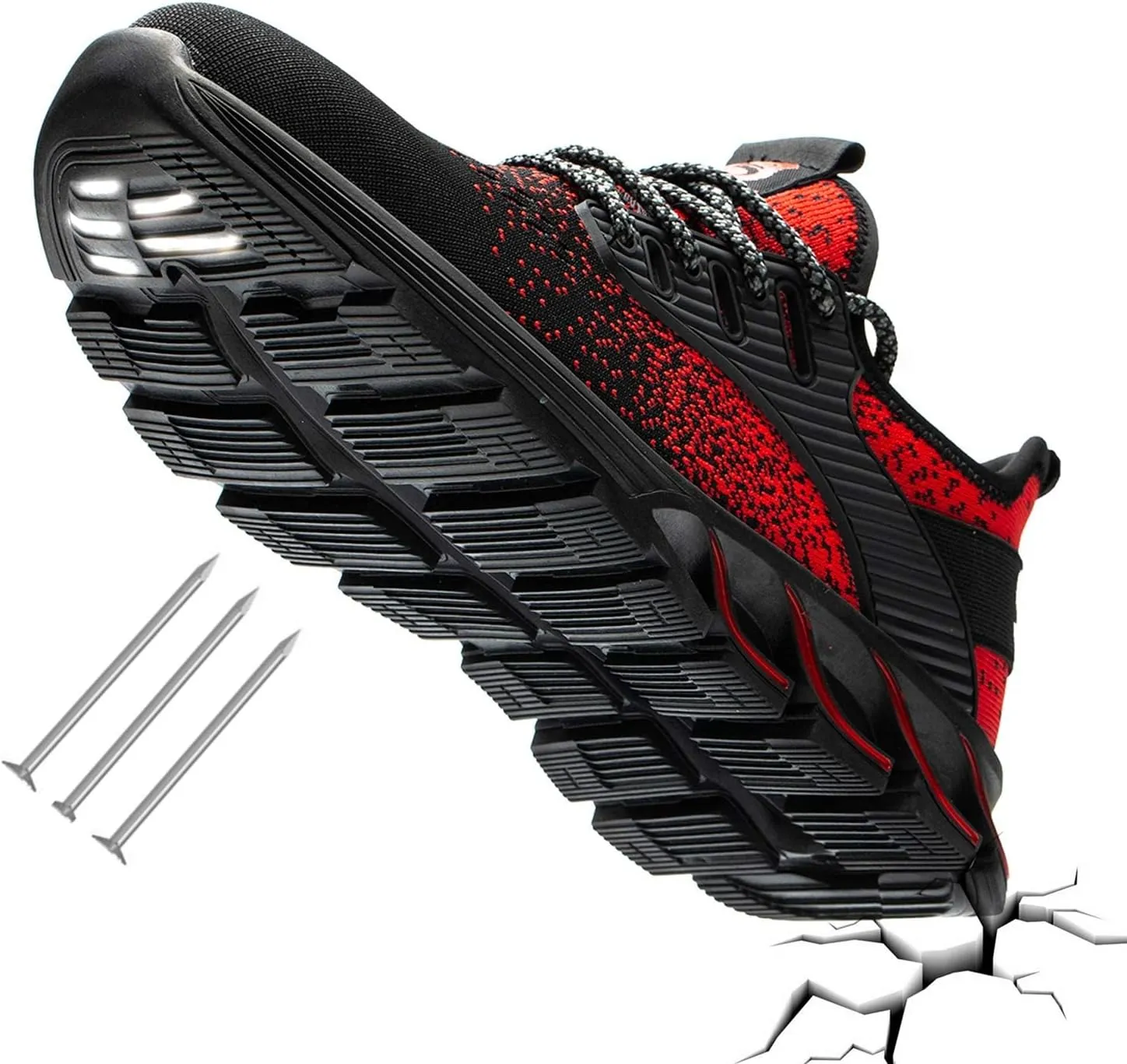 SUADEX Steel Toe Shoes for Men Women Indestructible Safety Work Tennis Shoes Lightweight Comfortable Slip Resistant Breathable Construction Composite Toe Sneakers