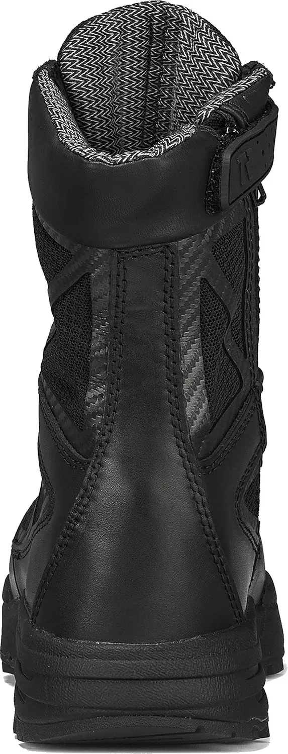 Tactical Research Chrome TR998Z WP CT 8 Waterproof Black Tactical Boots for Men with Zipper - Featuring Composite Safety Toe, BBP Membrane, and StreetNav Traction Outsole