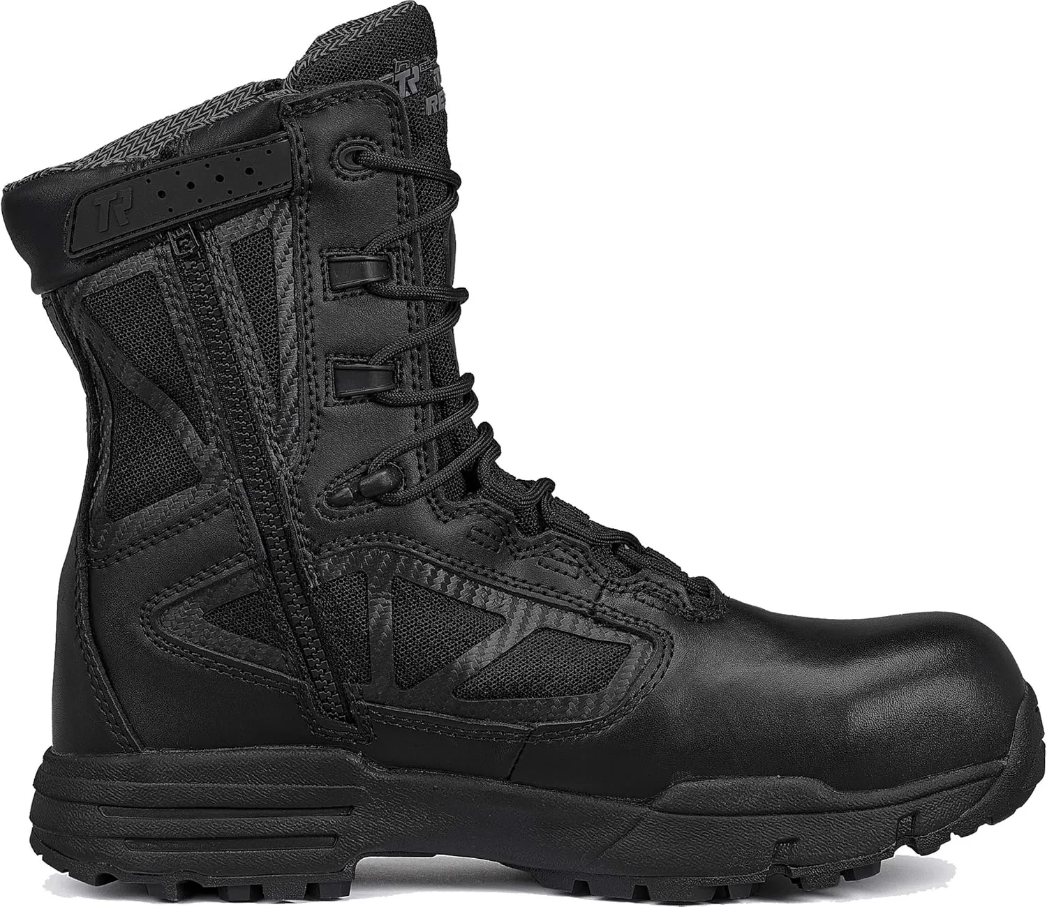 Tactical Research Chrome TR998Z WP CT 8 Waterproof Black Tactical Boots for Men with Zipper - Featuring Composite Safety Toe, BBP Membrane, and StreetNav Traction Outsole