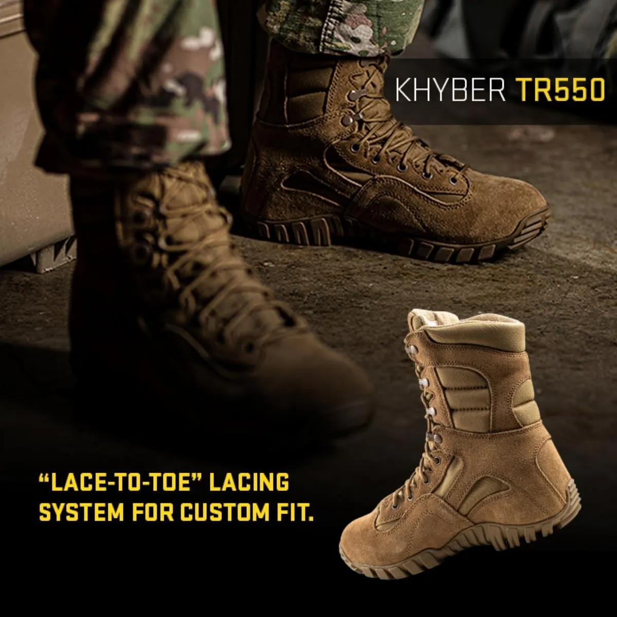 TACTICAL RESEARCH Khyber TR550 8 Army OCP ACU Lightweight Hot Weather Mountain Hybrid Combat Boots For Men - Coyote Brown Cattlehide Leather and Nylon Military Boots