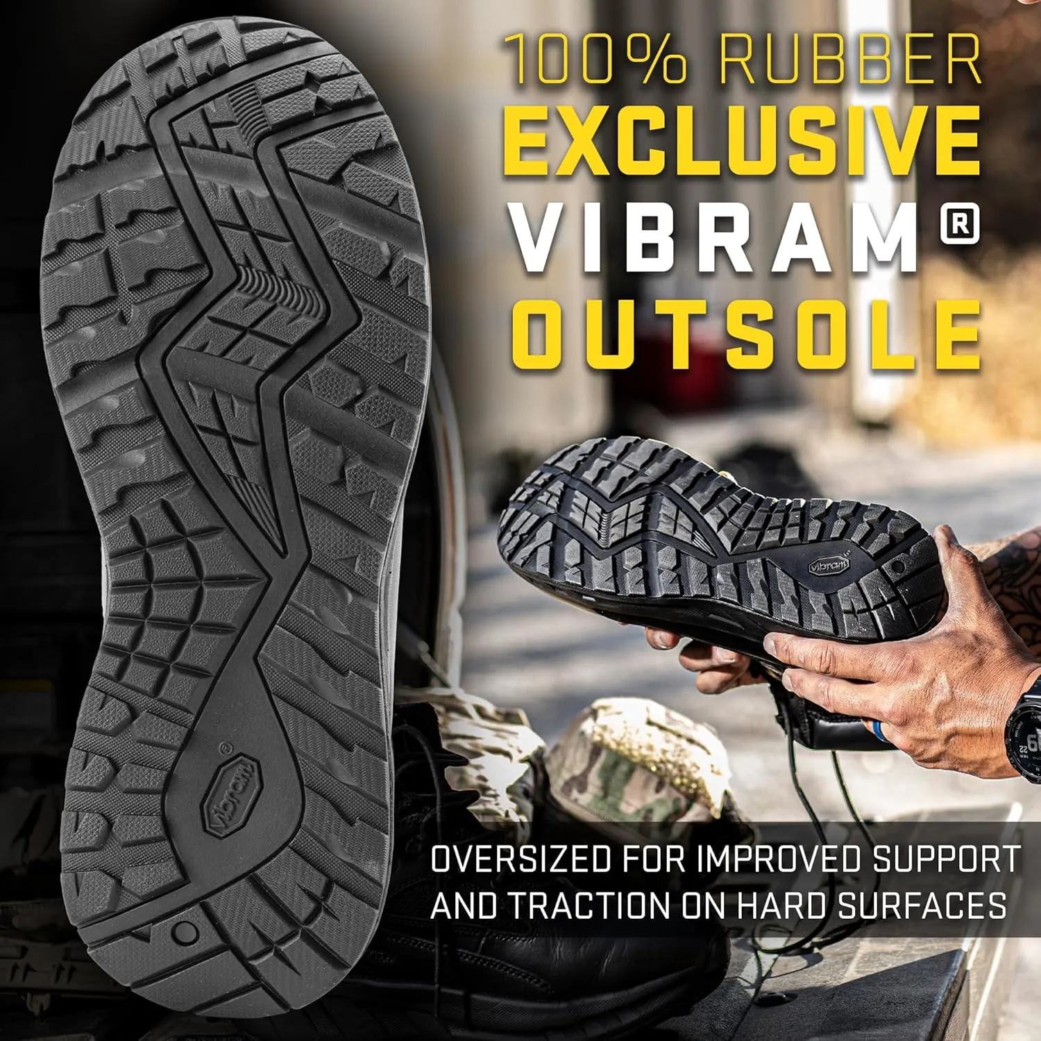 Tactical Research MAXX 8Z 8 Ultra-Cushioned Maximalist Black Tactical Boots for Men with Zipper - Designed for Police, EMS, and Security with Slip-Resistant Vibram Outsole