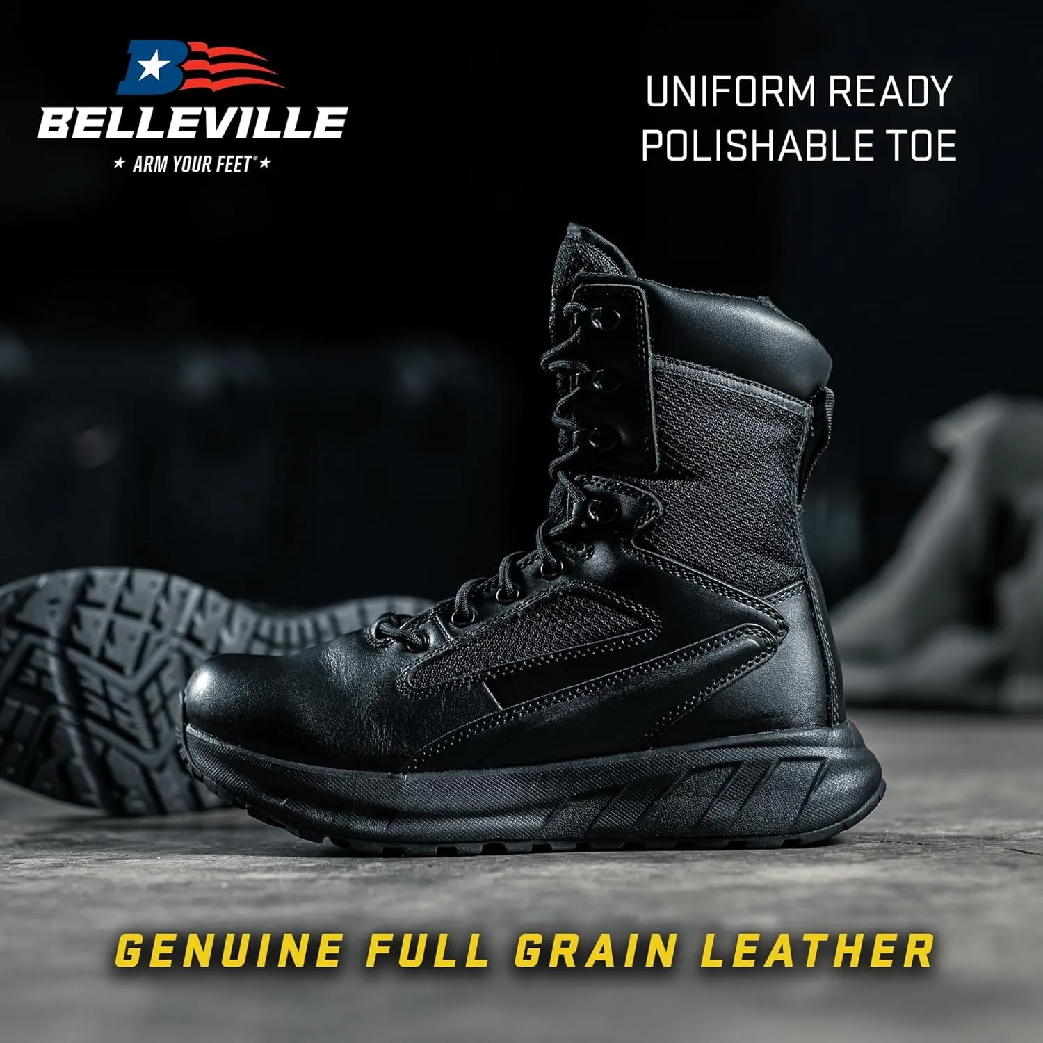 Tactical Research MAXX 8Z 8 Ultra-Cushioned Maximalist Black Tactical Boots for Men with Zipper - Designed for Police, EMS, and Security with Slip-Resistant Vibram Outsole