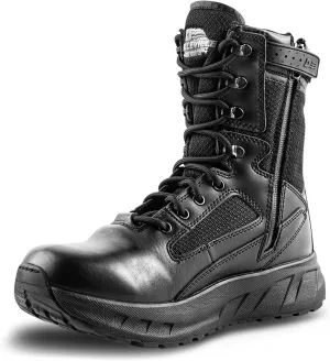 Tactical Research MAXX 8Z 8 Ultra-Cushioned Maximalist Black Tactical Boots for Men with Zipper - Designed for Police, EMS, and Security with Slip-Resistant Vibram Outsole