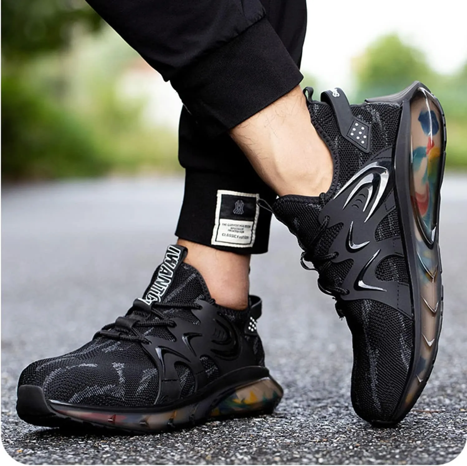Tanleewa Composite Toe Work Shoes for Men and Women Non-Slip Air Cushion Steel Toe Comfortable Shoes, Safety Anti-Pierce Sneakers