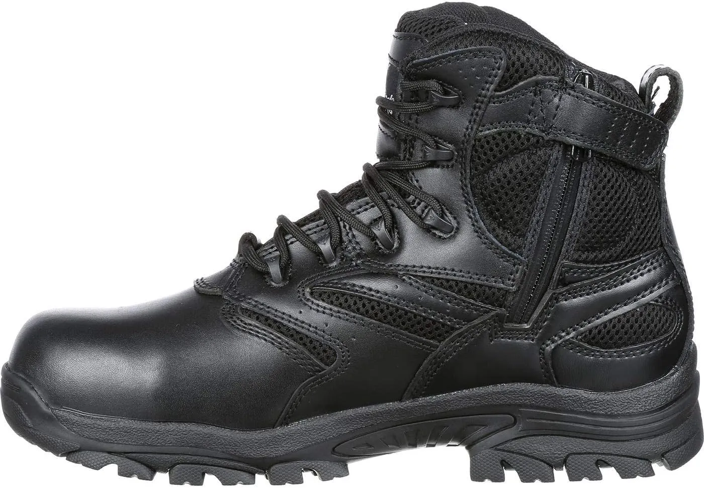 Thorogood Deuce 6 Waterproof Side-Zip Black Tactical Boots for Men and Women with Composite Safety Toe, Full-Grain Leather, and Slip-Resistant Outsole; BBP & EH Rated