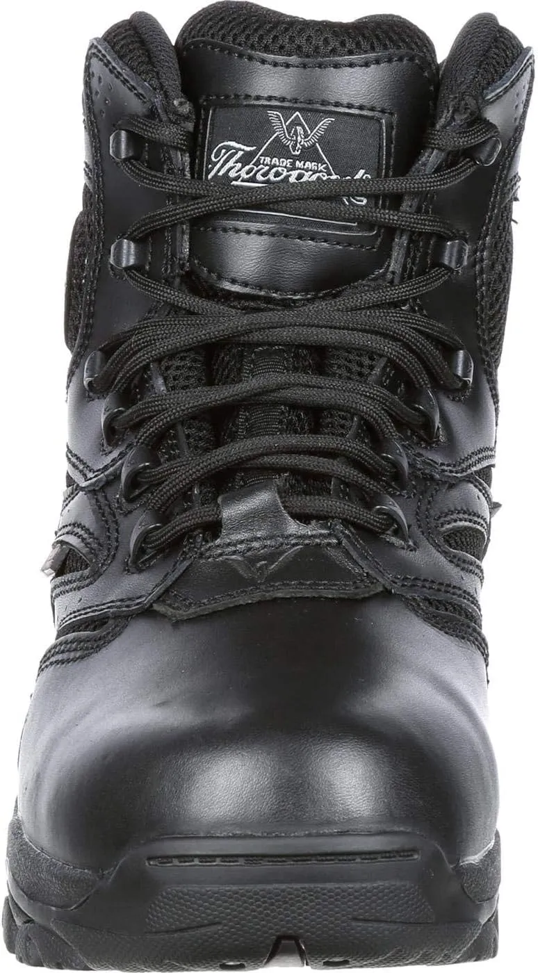 Thorogood Deuce 6 Waterproof Side-Zip Black Tactical Boots for Men and Women with Composite Safety Toe, Full-Grain Leather, and Slip-Resistant Outsole; BBP & EH Rated