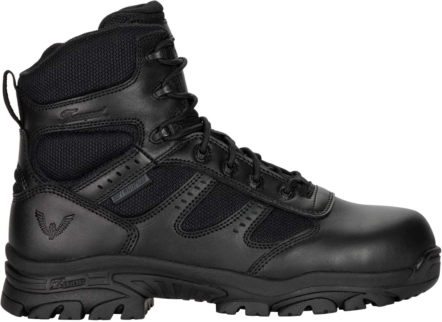 Thorogood Deuce 6 Waterproof Side-Zip Black Tactical Boots for Men and Women with Composite Safety Toe, Full-Grain Leather, and Slip-Resistant Outsole; BBP & EH Rated
