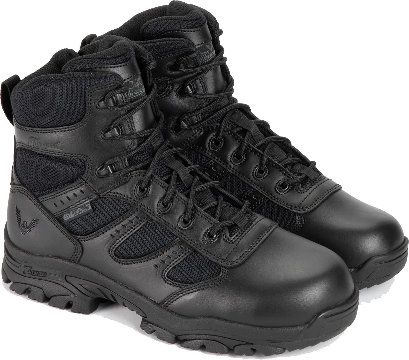 Thorogood Deuce 6 Waterproof Side-Zip Black Tactical Boots for Men and Women with Full-Grain Leather, Soft Toe, and Slip-Resistant Outsole; BBP & EH Rated