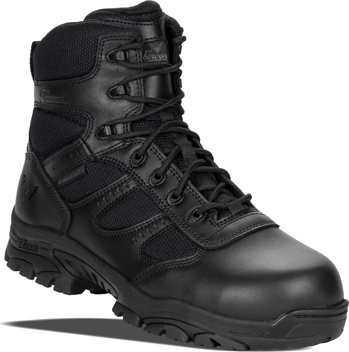 Thorogood Deuce 6 Waterproof Side-Zip Black Tactical Boots for Men and Women with Full-Grain Leather, Soft Toe, and Slip-Resistant Outsole; BBP & EH Rated