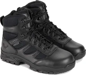 Thorogood Deuce 6 Waterproof Side-Zip Black Tactical Boots for Men and Women with Full-Grain Leather, Soft Toe, and Slip-Resistant Outsole; BBP & EH Rated