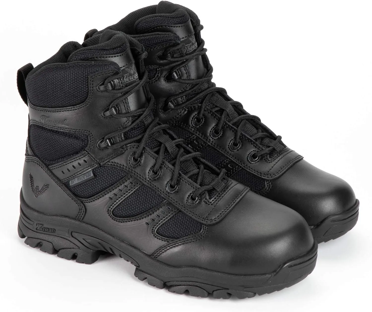 Thorogood Deuce 6 Waterproof Side-Zip Black Tactical Boots for Men and Women with Full-Grain Leather, Soft Toe, and Slip-Resistant Outsole; BBP & EH Rated