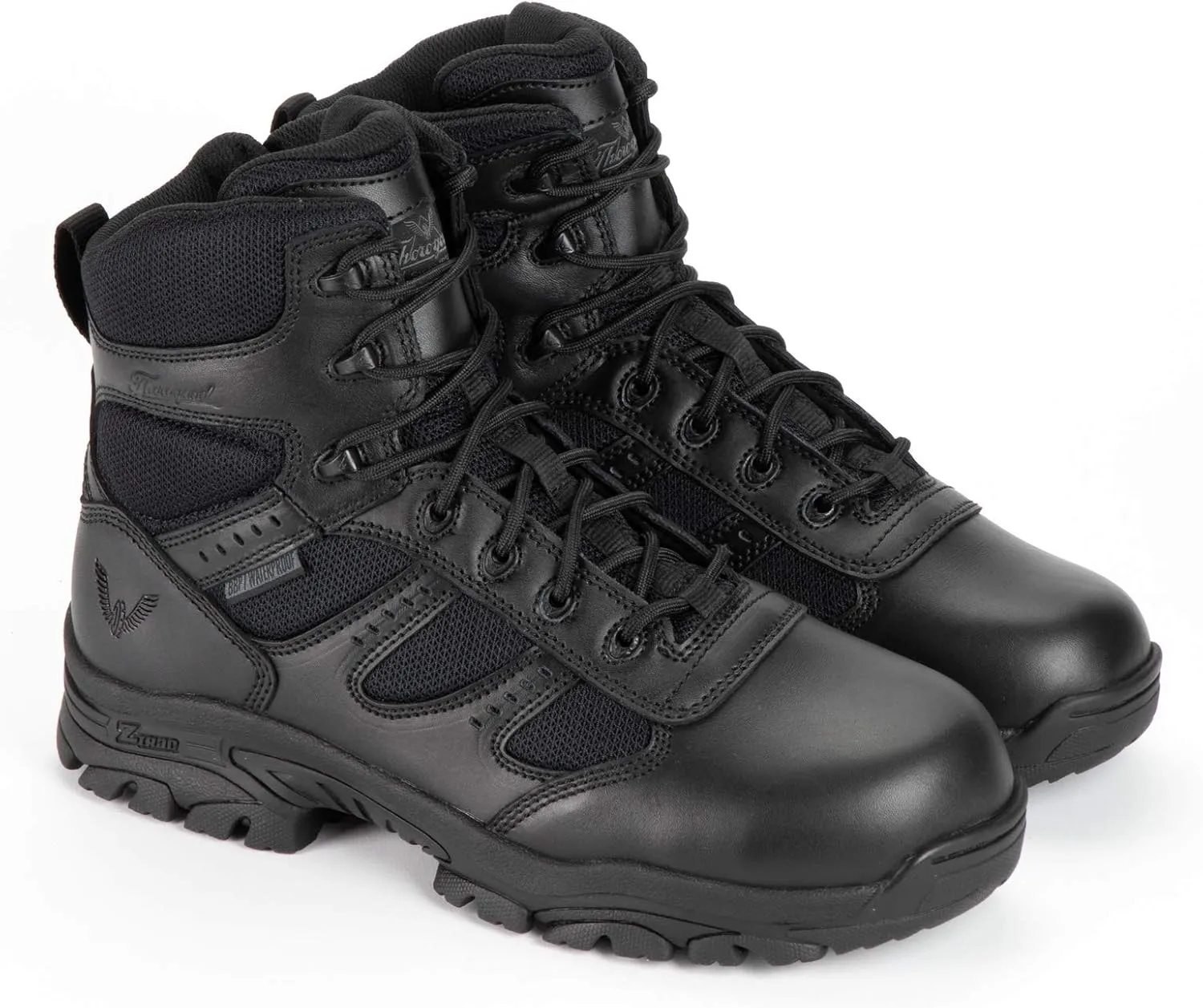 Thorogood Deuce 6 Waterproof Side-Zip Black Tactical Boots for Men and Women with Full-Grain Leather, Soft Toe, and Slip-Resistant Outsole; BBP & EH Rated