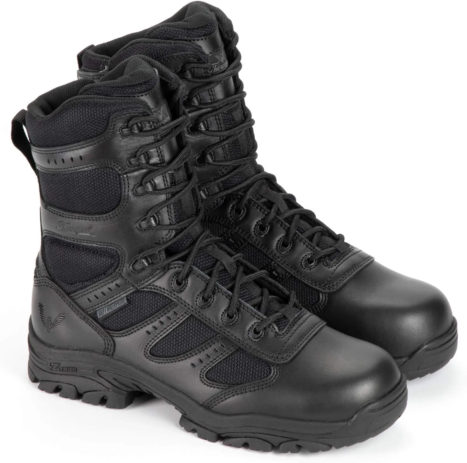 Thorogood Deuce 8 Waterproof Side-Zip Black Tactical Boots for Men and Women with Full-Grain Leather, Soft Toe, and Slip-Resistant Outsole; BBP & EH Rated