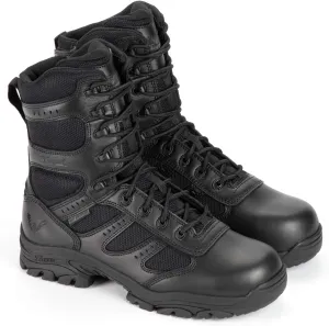 Thorogood Deuce 8 Waterproof Side-Zip Black Tactical Boots for Men and Women with Full-Grain Leather, Soft Toe, and Slip-Resistant Outsole; BBP & EH Rated