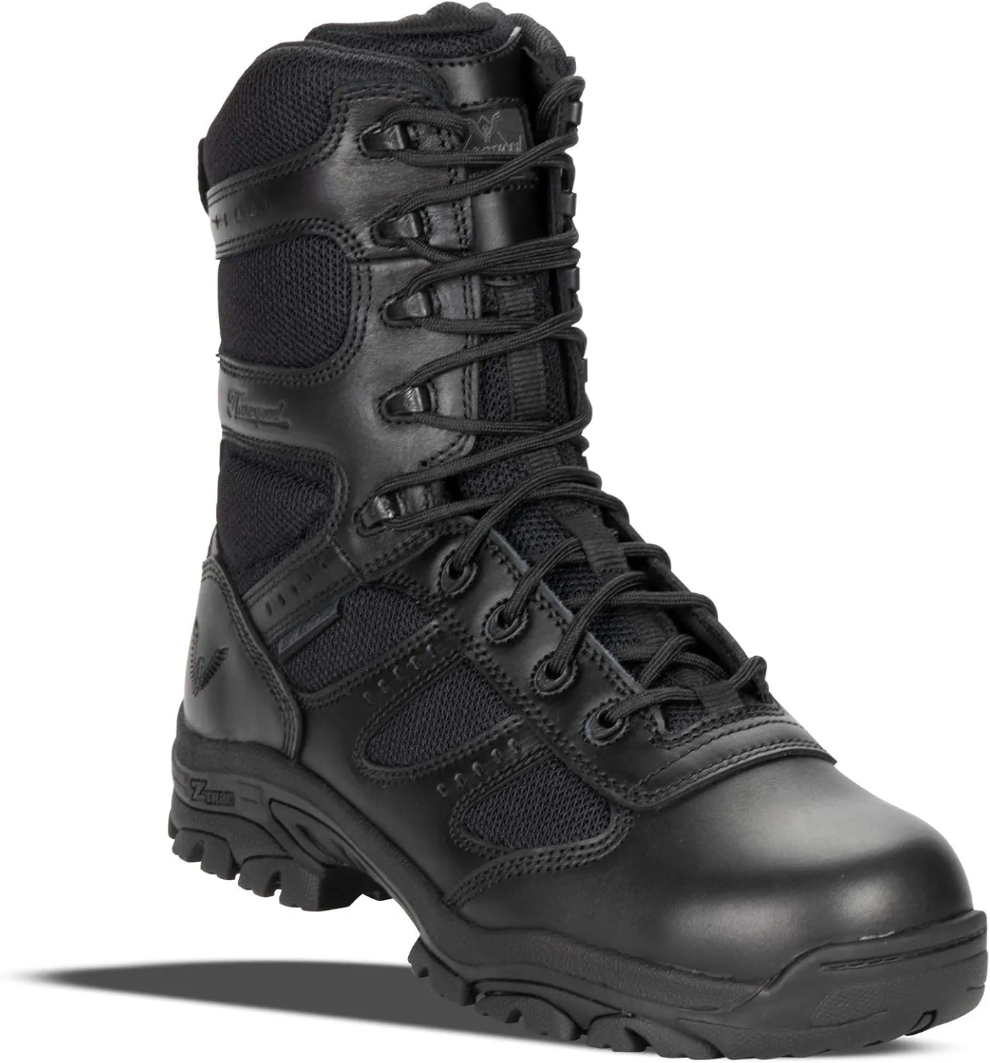 Thorogood Deuce 8 Waterproof Side-Zip Black Tactical Boots for Men and Women with Full-Grain Leather, Soft Toe, and Slip-Resistant Outsole; BBP & EH Rated