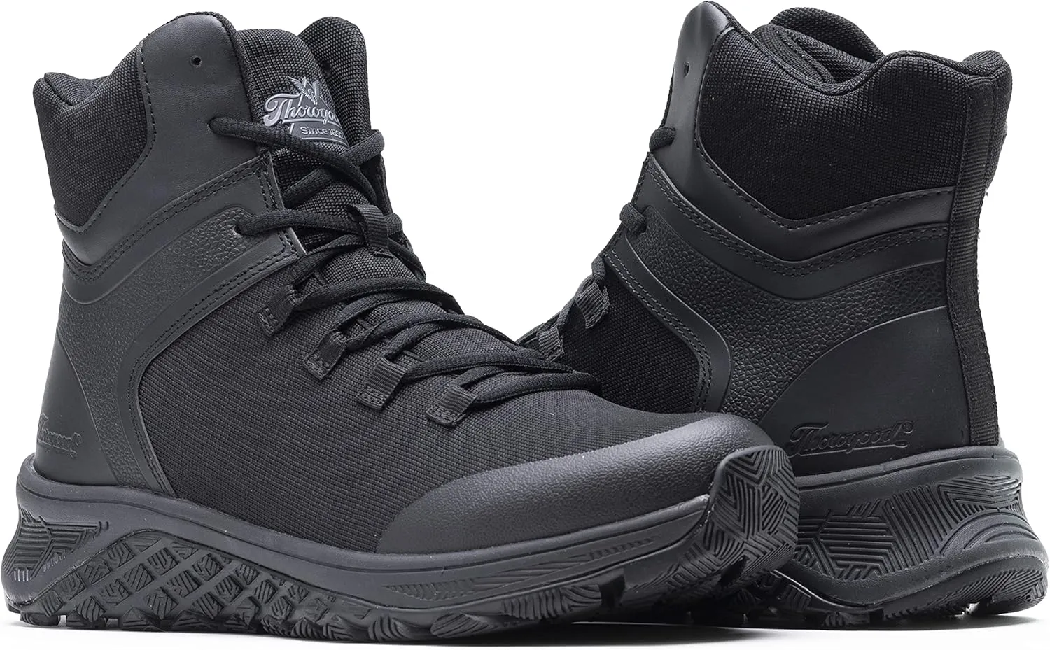 Thorogood T800 6 Side-Zip Composite Toe Work Boots for Men Featuring Durable Black Non-Metallic Knit Upper with Shock Absorbing Midsole and Slip-Resistant Outsole; EH Rated