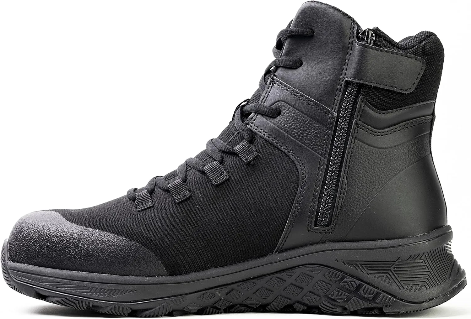 Thorogood T800 6 Side-Zip Composite Toe Work Boots for Men Featuring Durable Black Non-Metallic Knit Upper with Shock Absorbing Midsole and Slip-Resistant Outsole; EH Rated